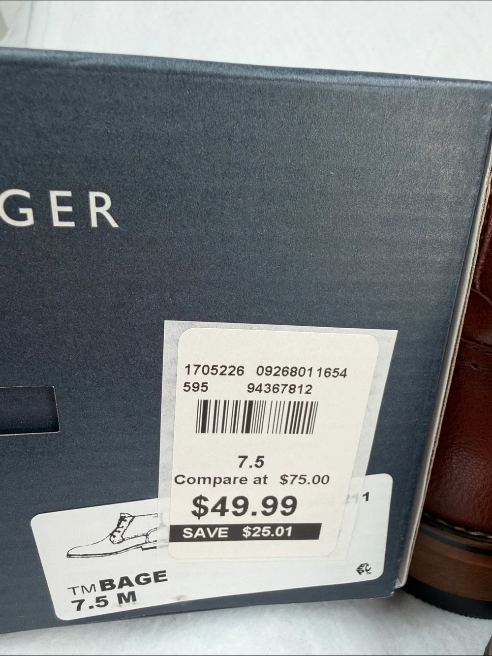 Tommy Hilfiger Bage Men's Medium Brown Chukka Boots Faux Leather Upper Size 7.5M